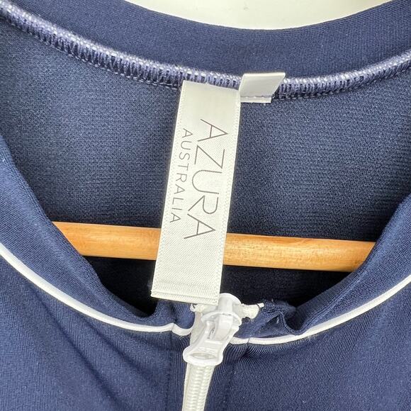 Azura Pool Surf Ryder Rash Vest Navy Blue White Trim Long Sleeve Rash Guard 6 - Picture 5 of 10